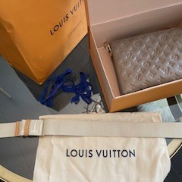 GIFTABLE LOUIS VUITTON  Lambskin Embossed Monogram Coussin PM Taupe - Picture 4 of 16